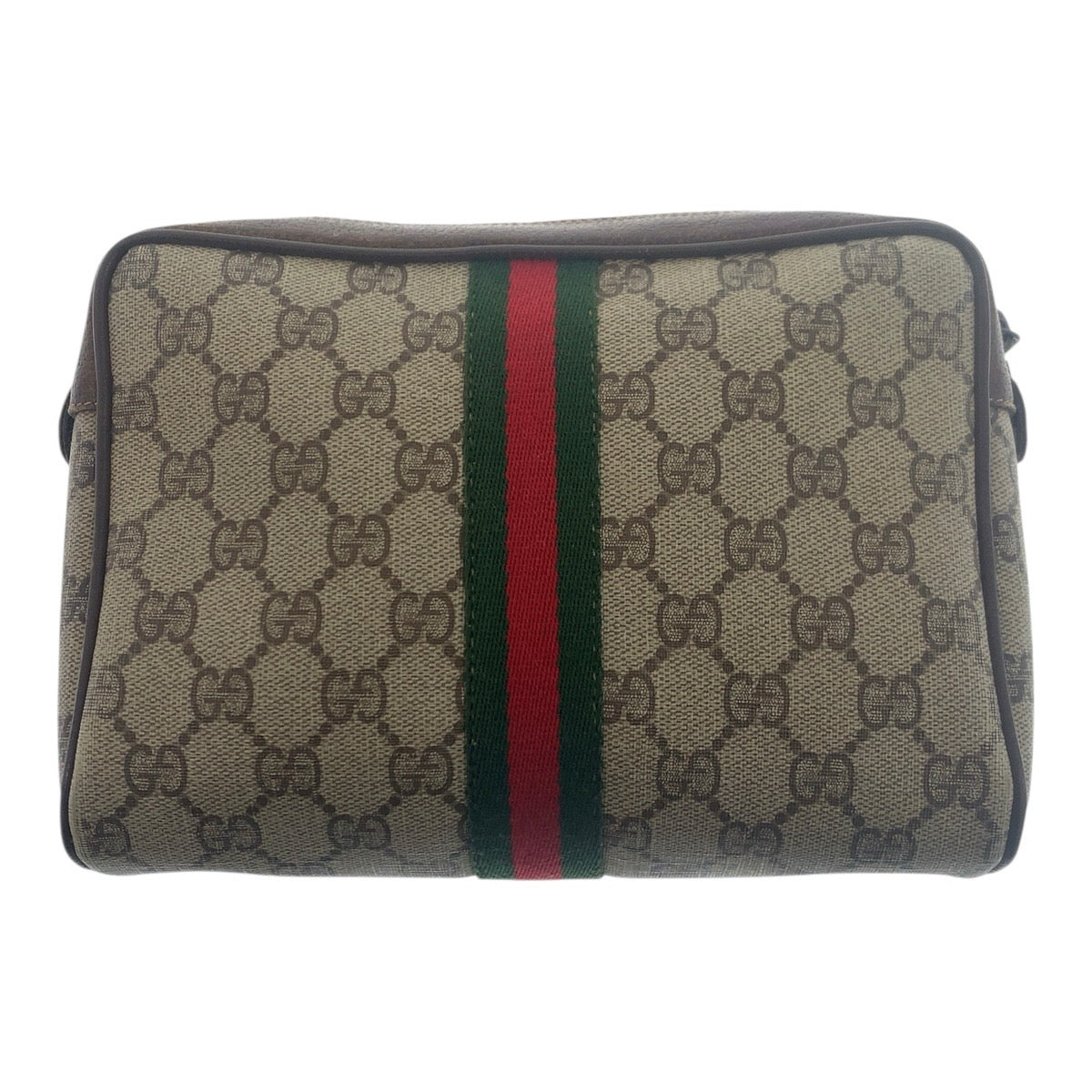 Gucci 56 01 012 GG Supreme Canvas Brown Beige Gold Clutch Bag
