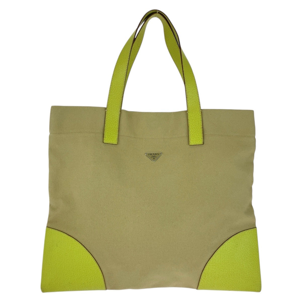 Tote Bag Silvermetal Triangle With Logo Canvas Beige