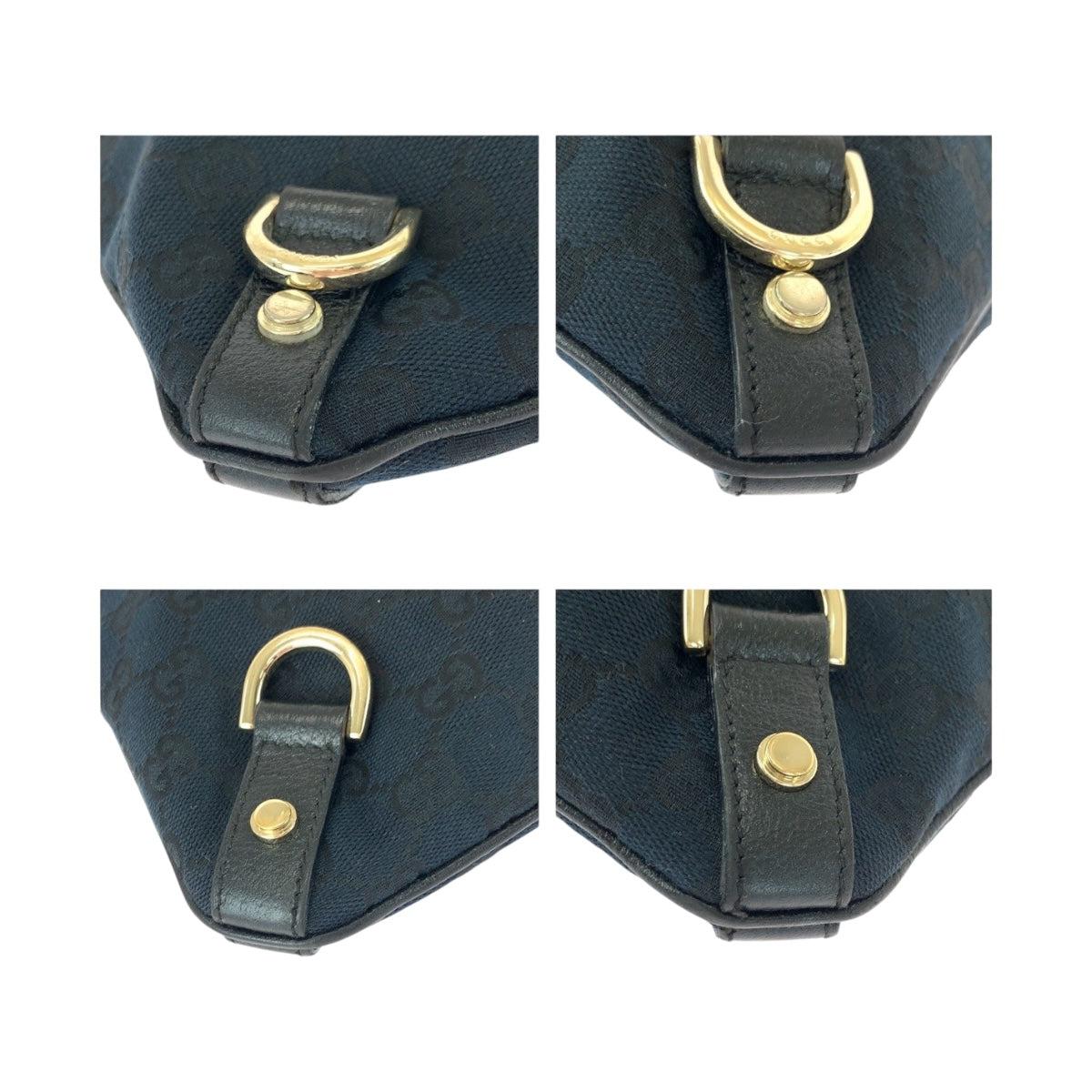 Gucci GG GoldMetal Abbey Canvas Black Shoulder Bag