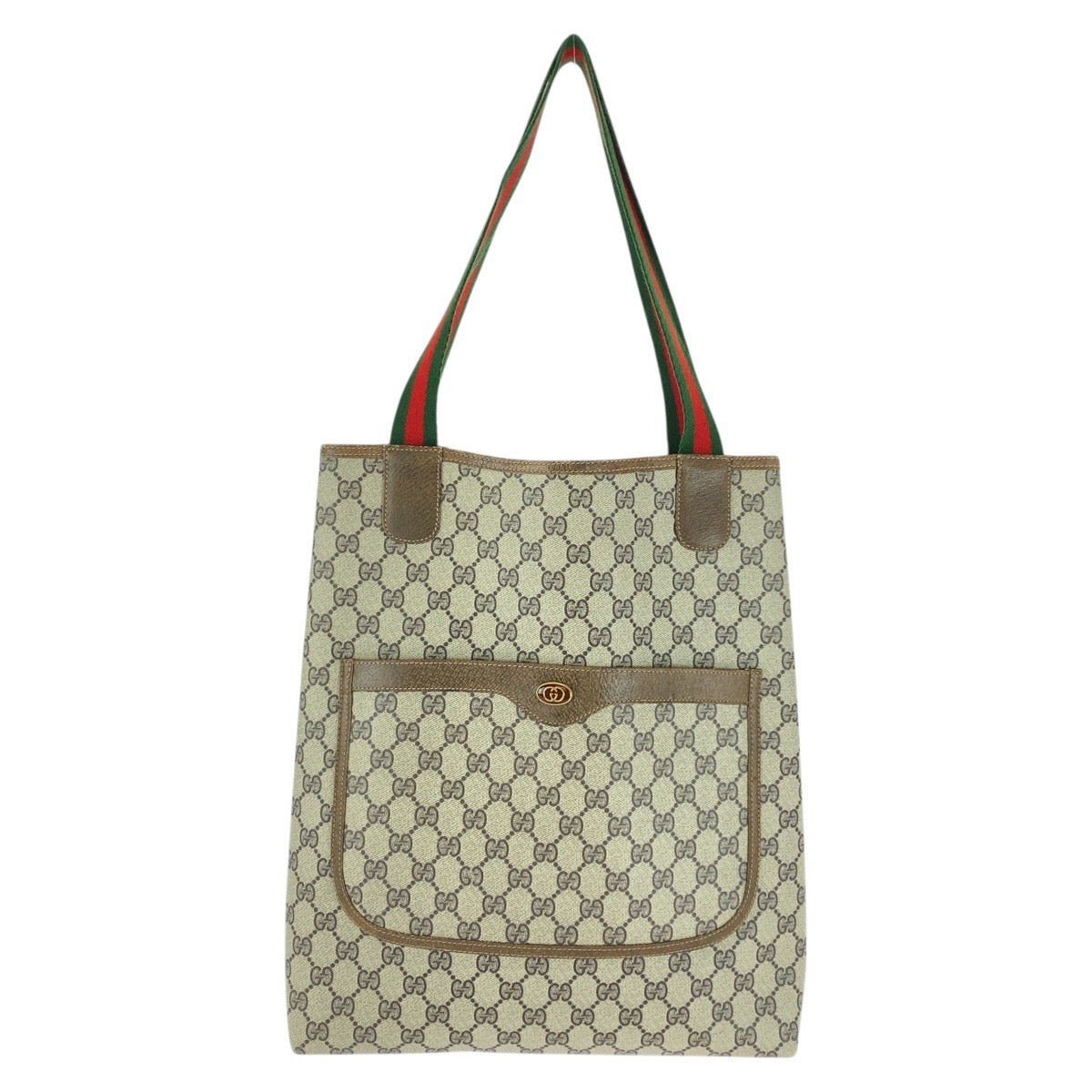 Gucci 001 03 48 GG Supreme Canvas Brown Beige Tote Bag