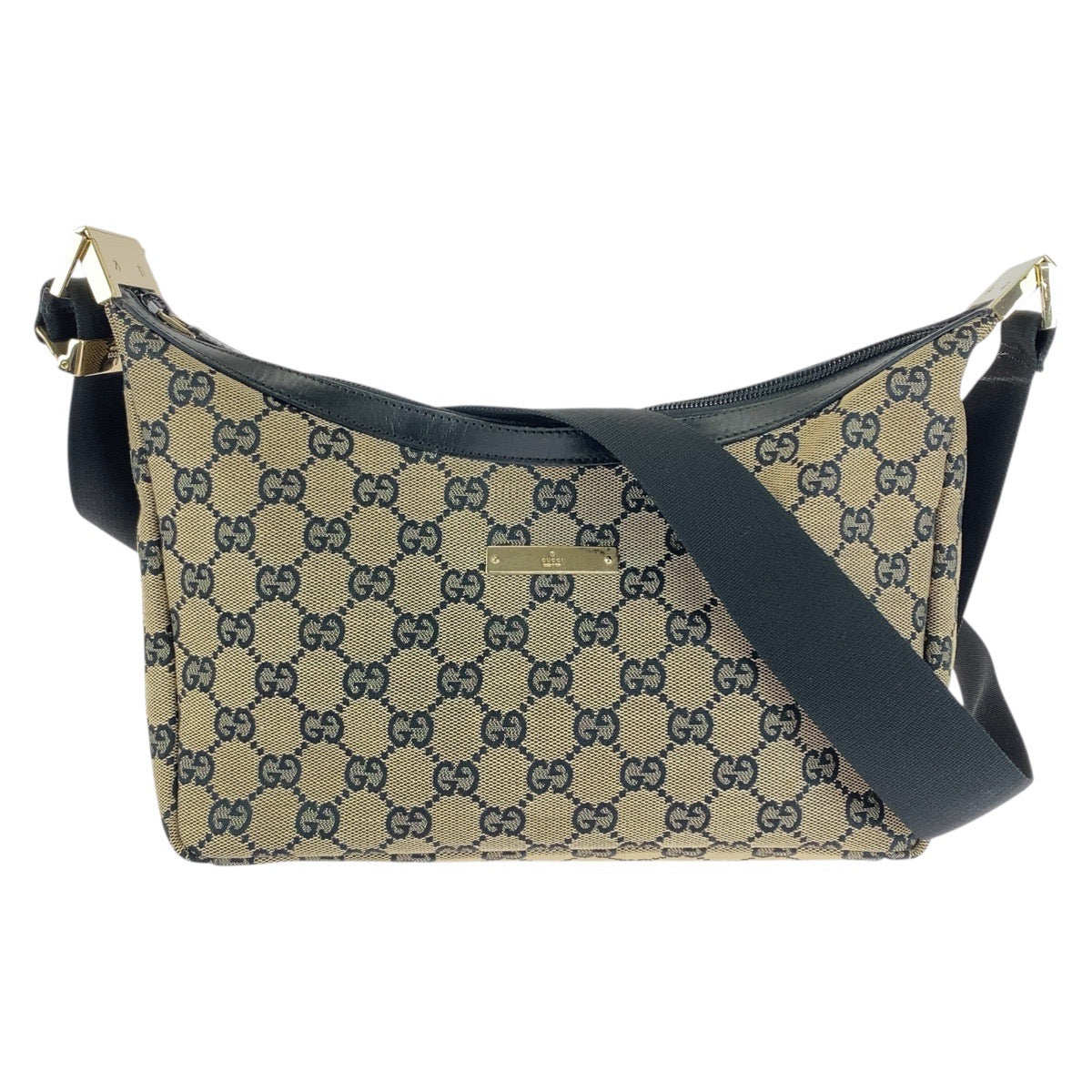 Gucci 019 GG Metal Canvas Black Beige Gold Shoulder Bag 2