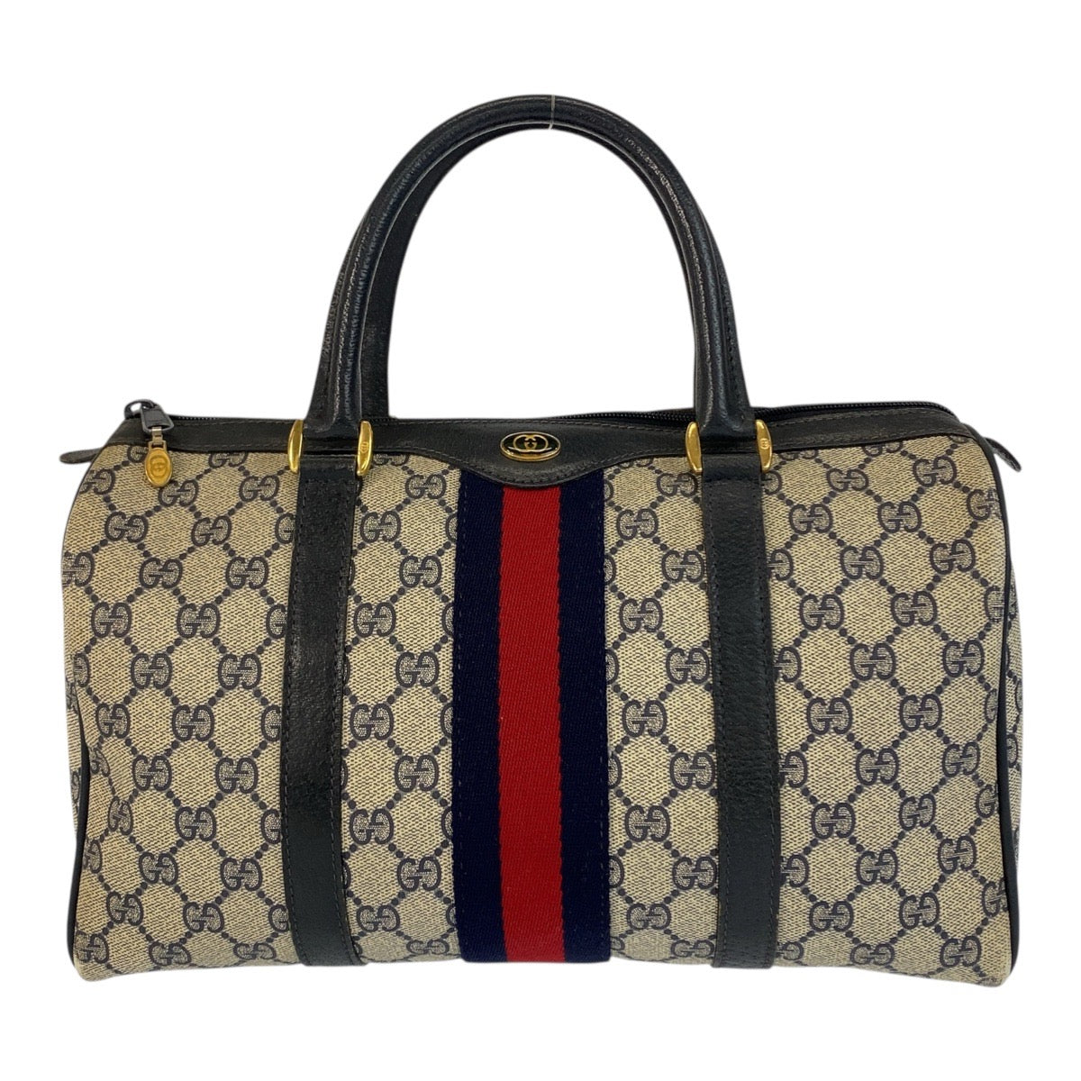 Gucci 24 02 007 GG Supreme Canvas Gold Navy Gray Handbag
