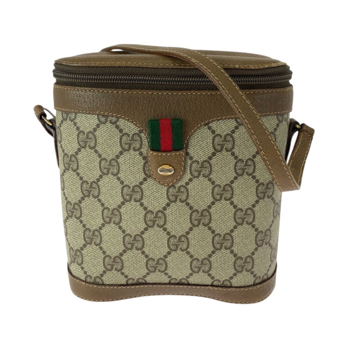 Gucci 904 02 070 GG Supreme Canvas Brown Beige Gold Shoulder Bag