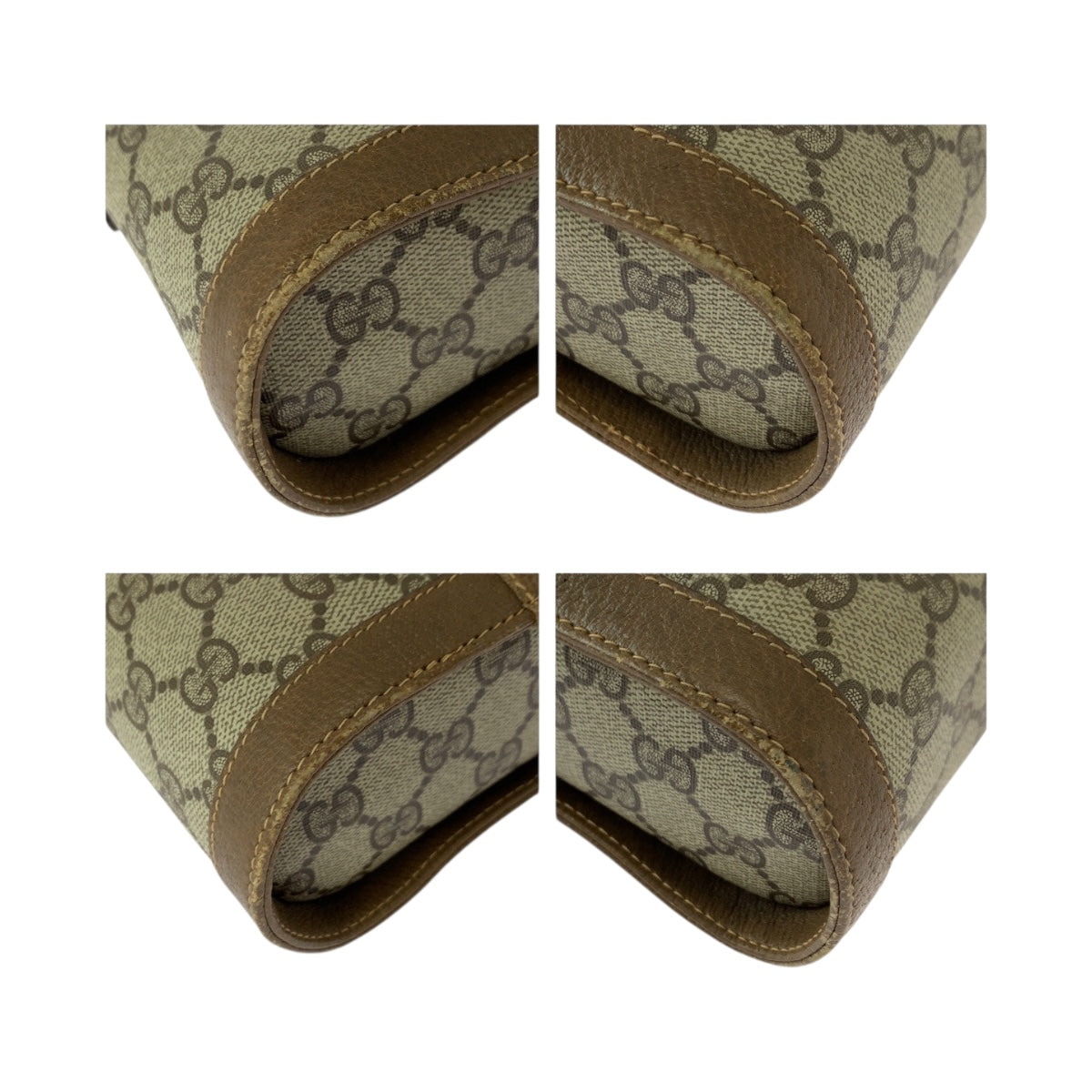 Gucci 904 02 070 GG Supreme Canvas Brown Beige Gold Shoulder Bag