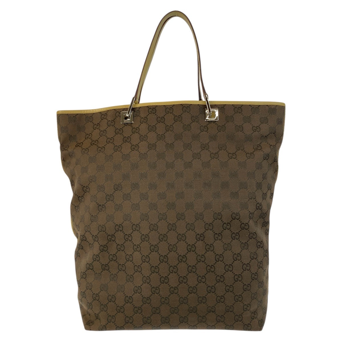 Gucci GG yellow Sherry line Canvas Brown Tote Bag