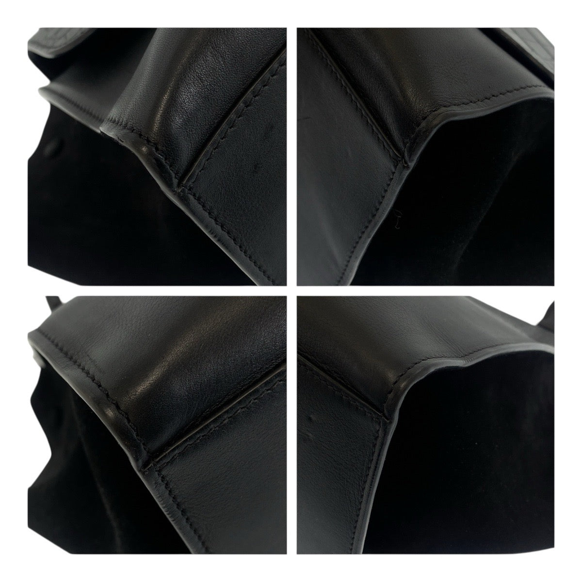 Shoulder Bag Goldmetal Trapeze Embossing Leather Black