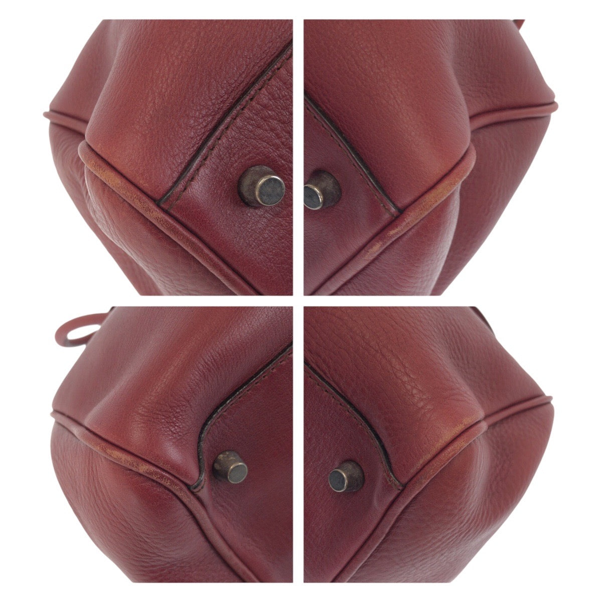 Wine Bordeaux Silvermetal Leather Red Travel Bag