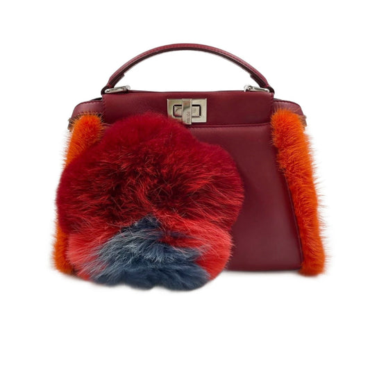Fendi Peekaboo Handbag Leather Red Travel Bag