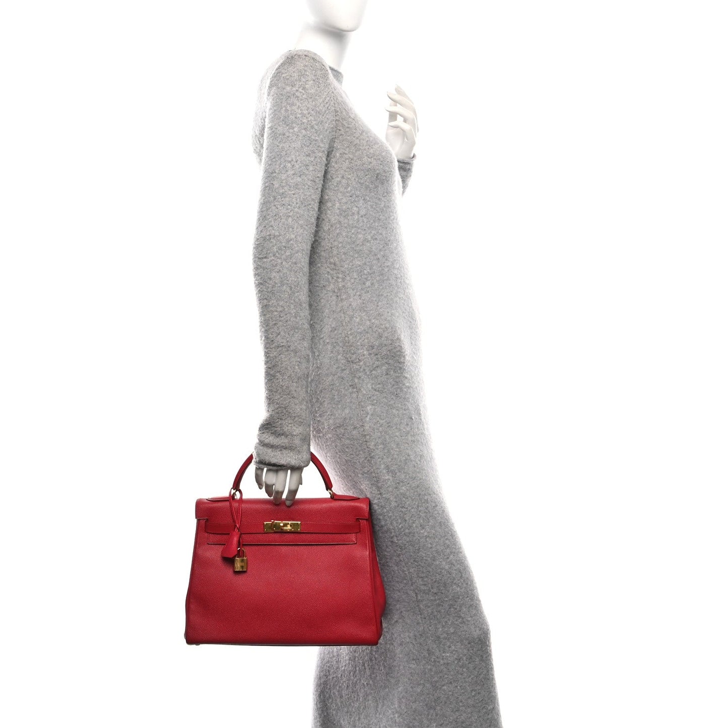 Hermes Epsom Kelly Retourne Rouge Vif Handbag Travel Bag
