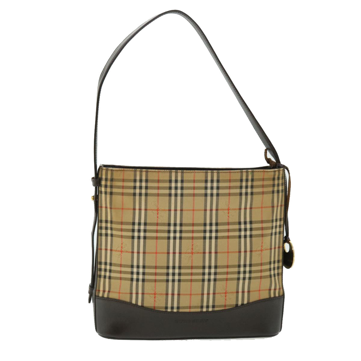 Burberry Luxury Nova Check Shoulder Bag Auth Leather Canvas Brown