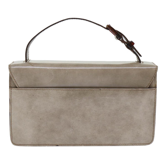 Prada Hand Bag Auth Leather Patent Beige Travel Bag