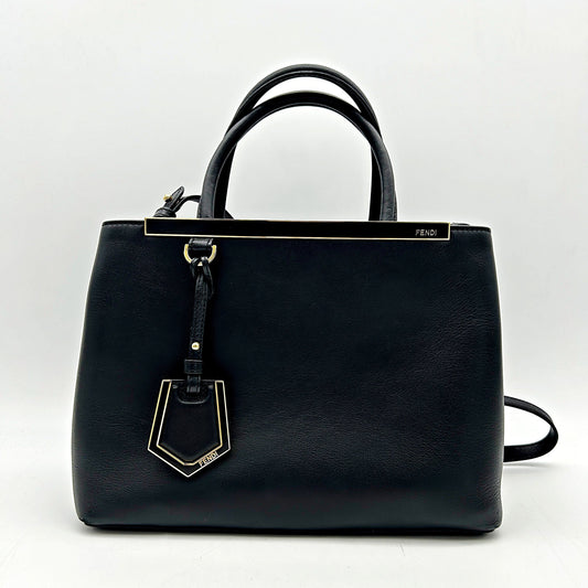 Fendi Tote Bag Petite Sac 2jours Elite Leather Saffiano Black