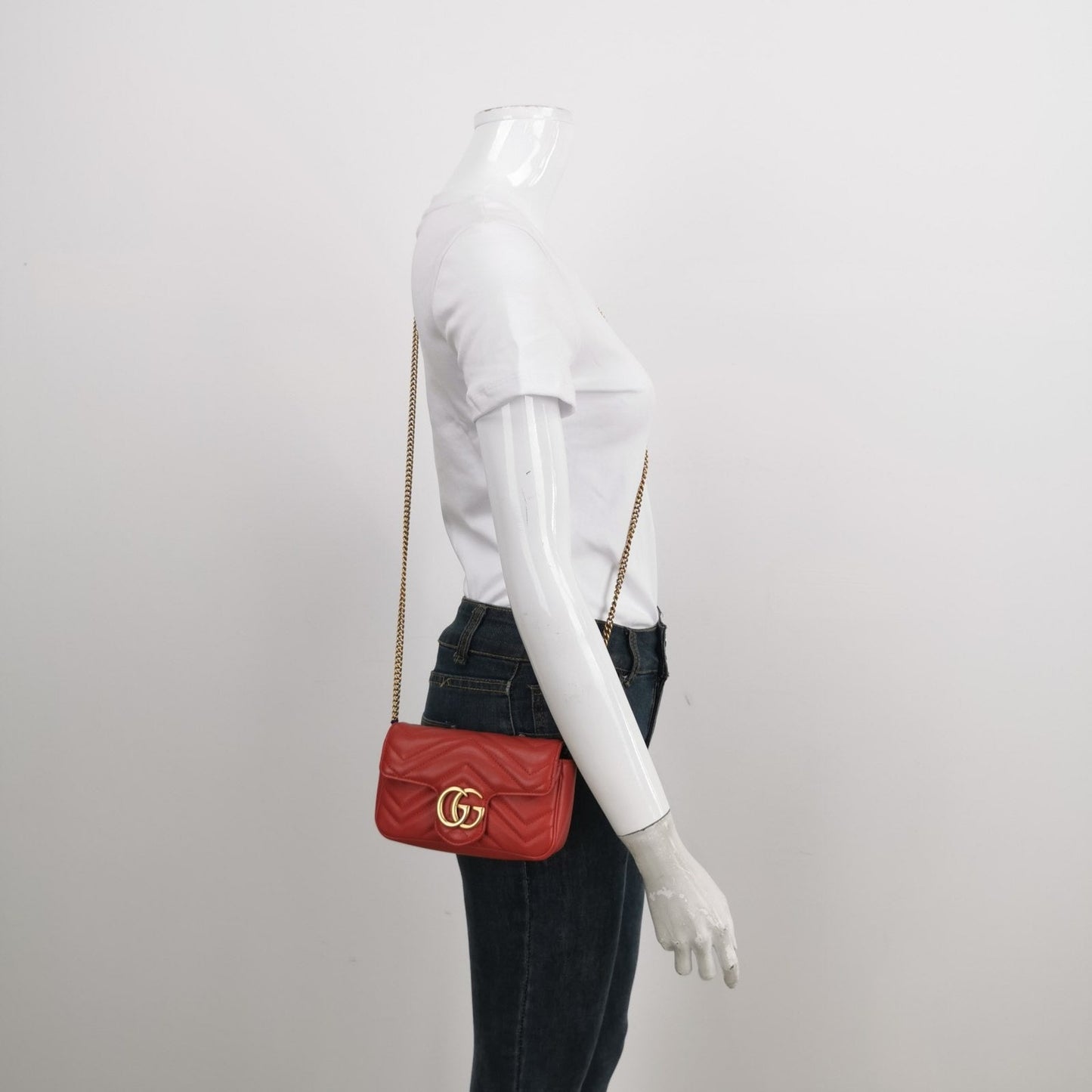 Gucci Marmont Super Leather Red Mini Flap Travel Bag Leather 1