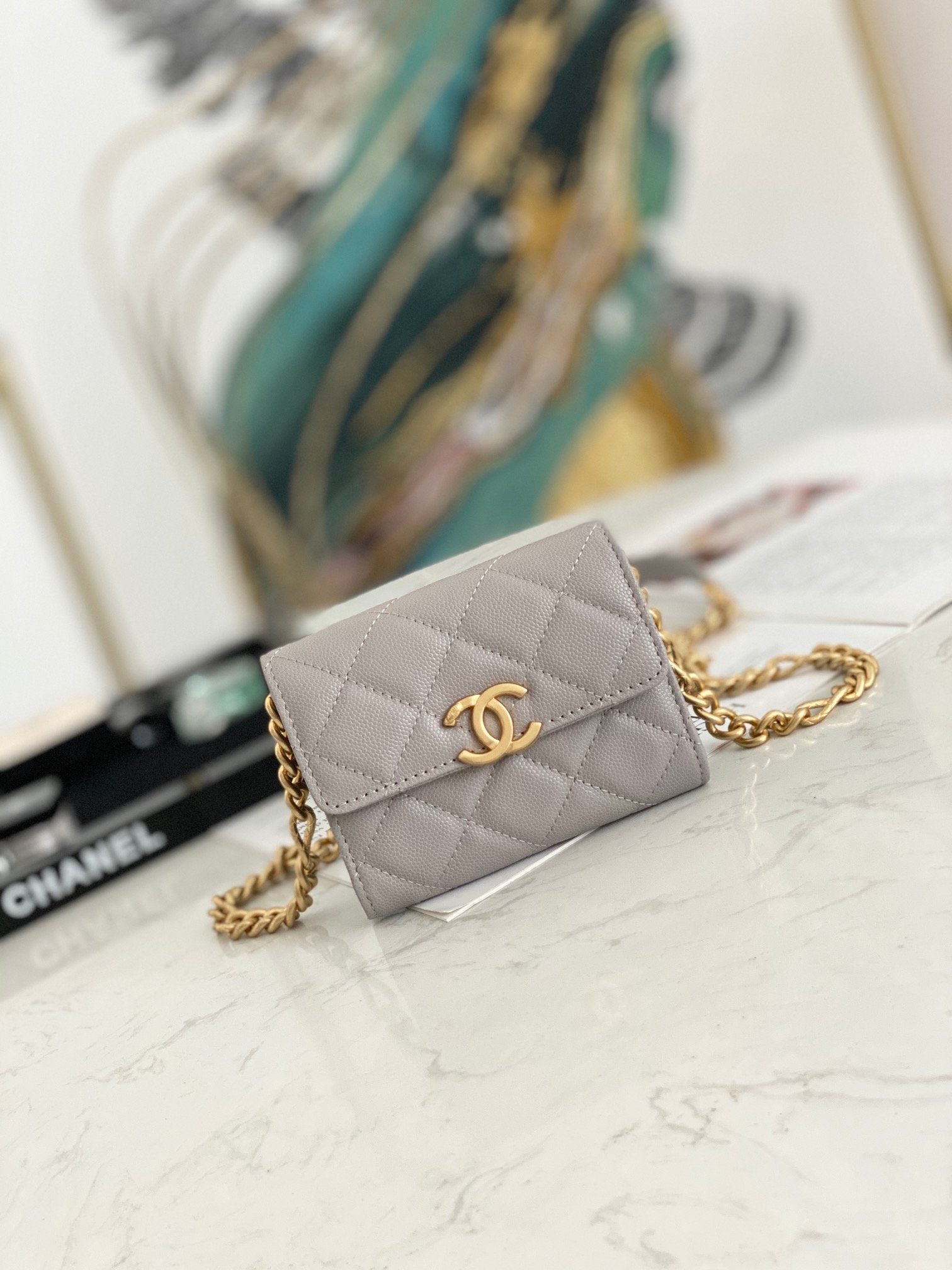 Chlmini Top Qualityap Bag Toned Hardware Grey Gold Travel Bag