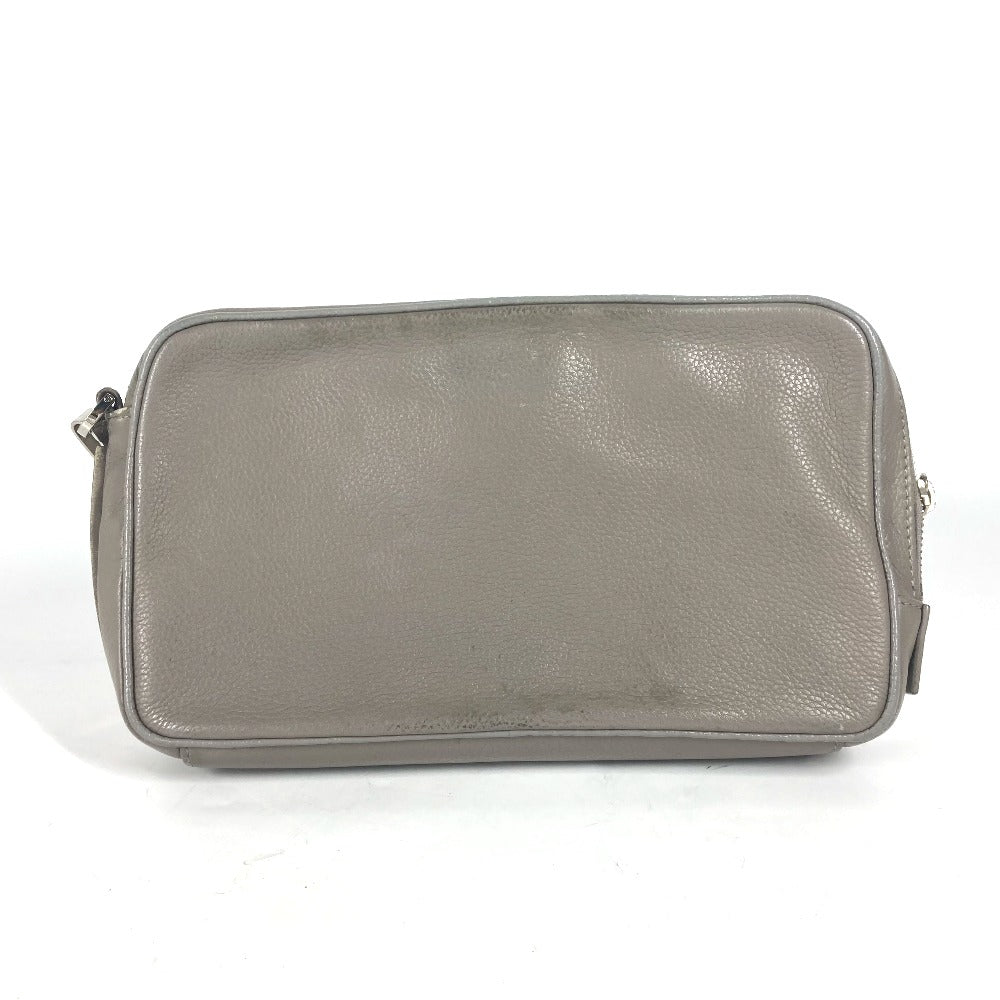 Dior Business Bag Gray Pouch Mens Leather Logo Travel Bag