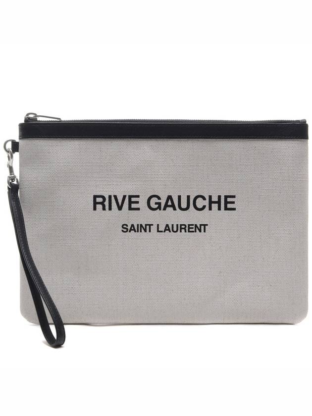 YSL Saint Laurent Saint Laurent Trending Rive Gauche Strap Clutch Canvas White Clutch Bag
