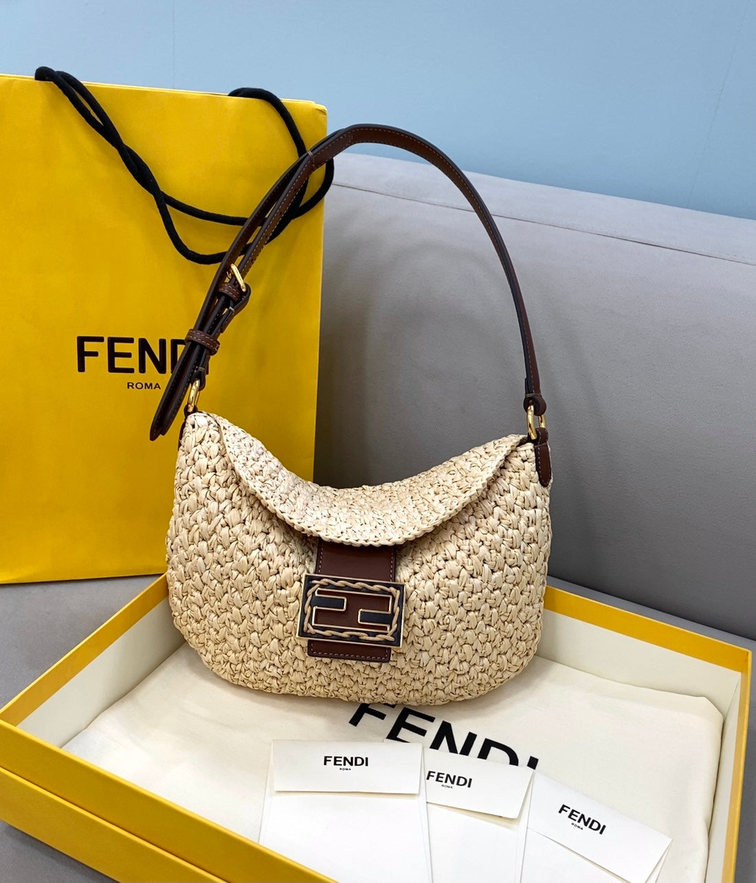 Fendi Top QualityTop Quality Croissant RafTop Small FF Shoulder Bag