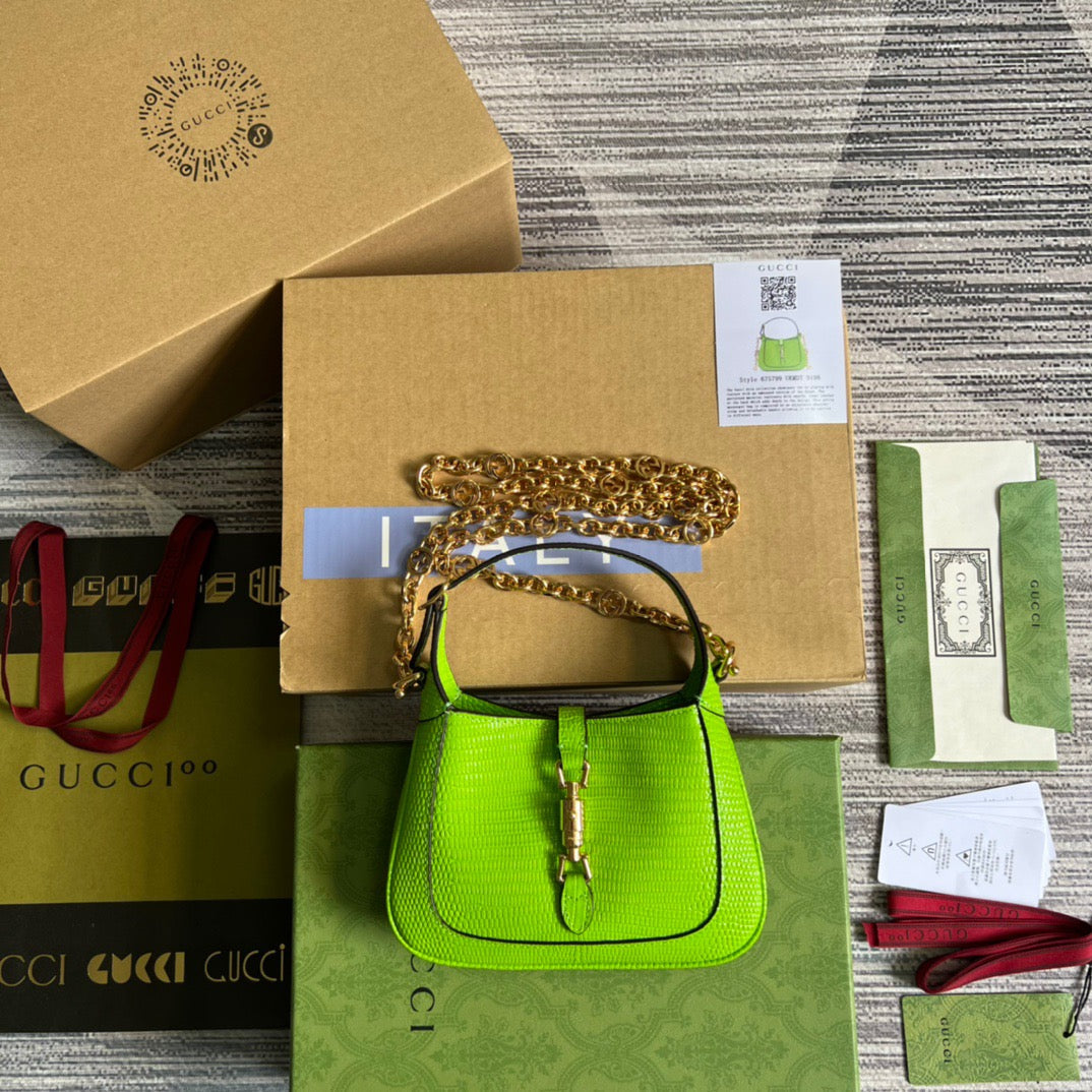 gg Jackie Lizard Yellow , Mini Bag