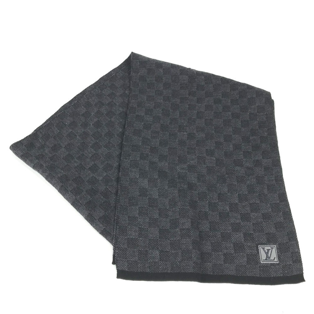 Louis Vuitton Scarf M70028 Damier Grafitte Escalp Wool Black Apparel