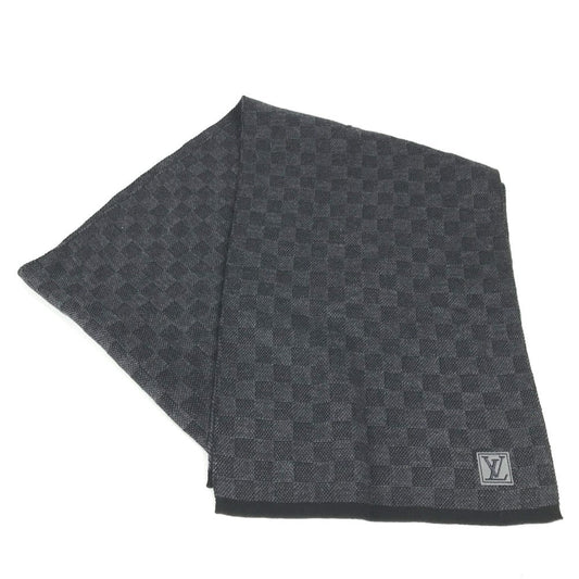 Louis Vuitton Scarf M70028 Damier Grafitte Escalp Wool Black Apparel