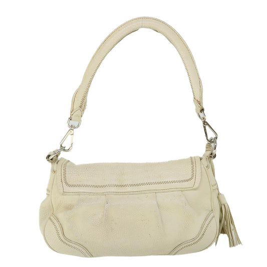 Prada Hand Bag Auth Leather White Travel Bag
