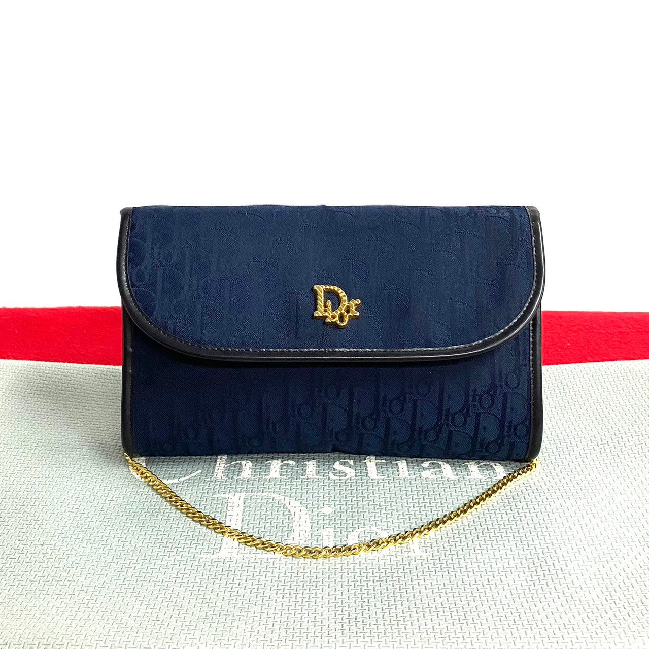 Dior Christian Trotter Shoulder Bag Leather Canvas Leather Shoulder Bag