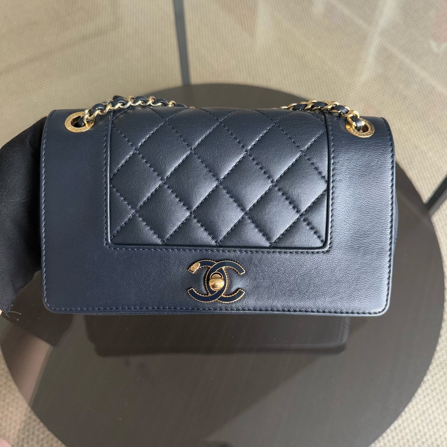 Chanel Mademoiselle Flap Bag - Small 23CM Lambskin Quilted Blue Handbag