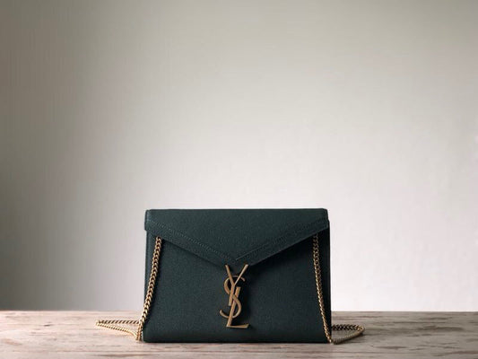 YSL Saint Laurent Cassandra -Front Dark 8.7in 22cm Green Flap Crossbody Bag