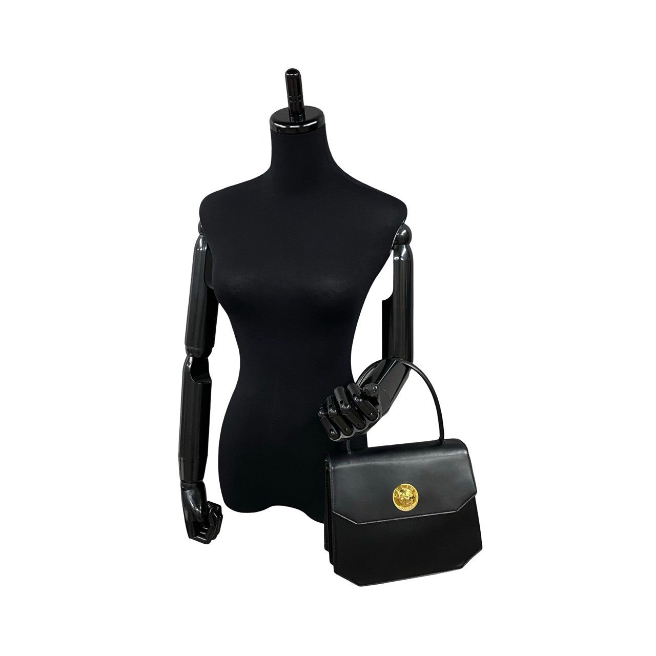 Star Ball Circle Metal Women Leather Black Travel Bag