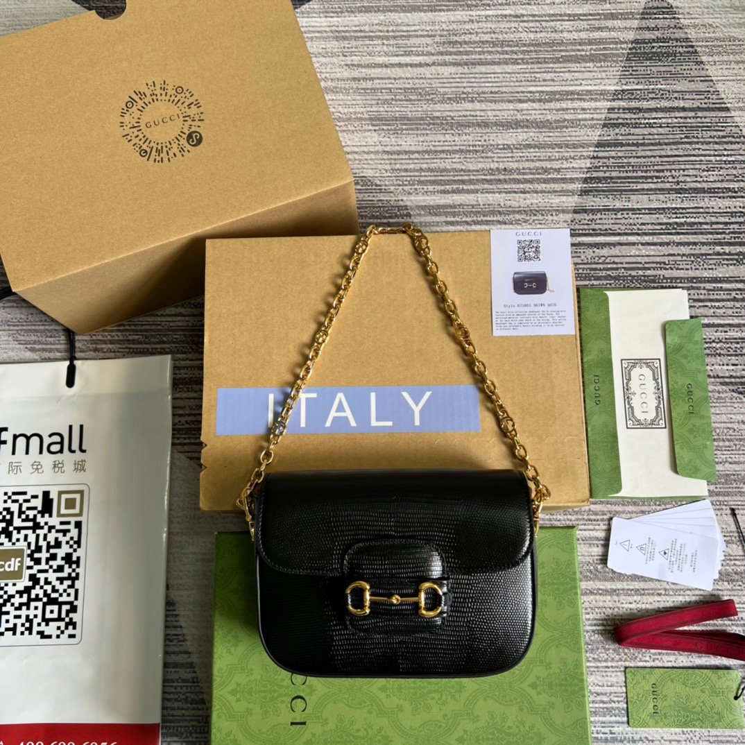 gg Horsebit Lizard , ’s Black Mini Bag