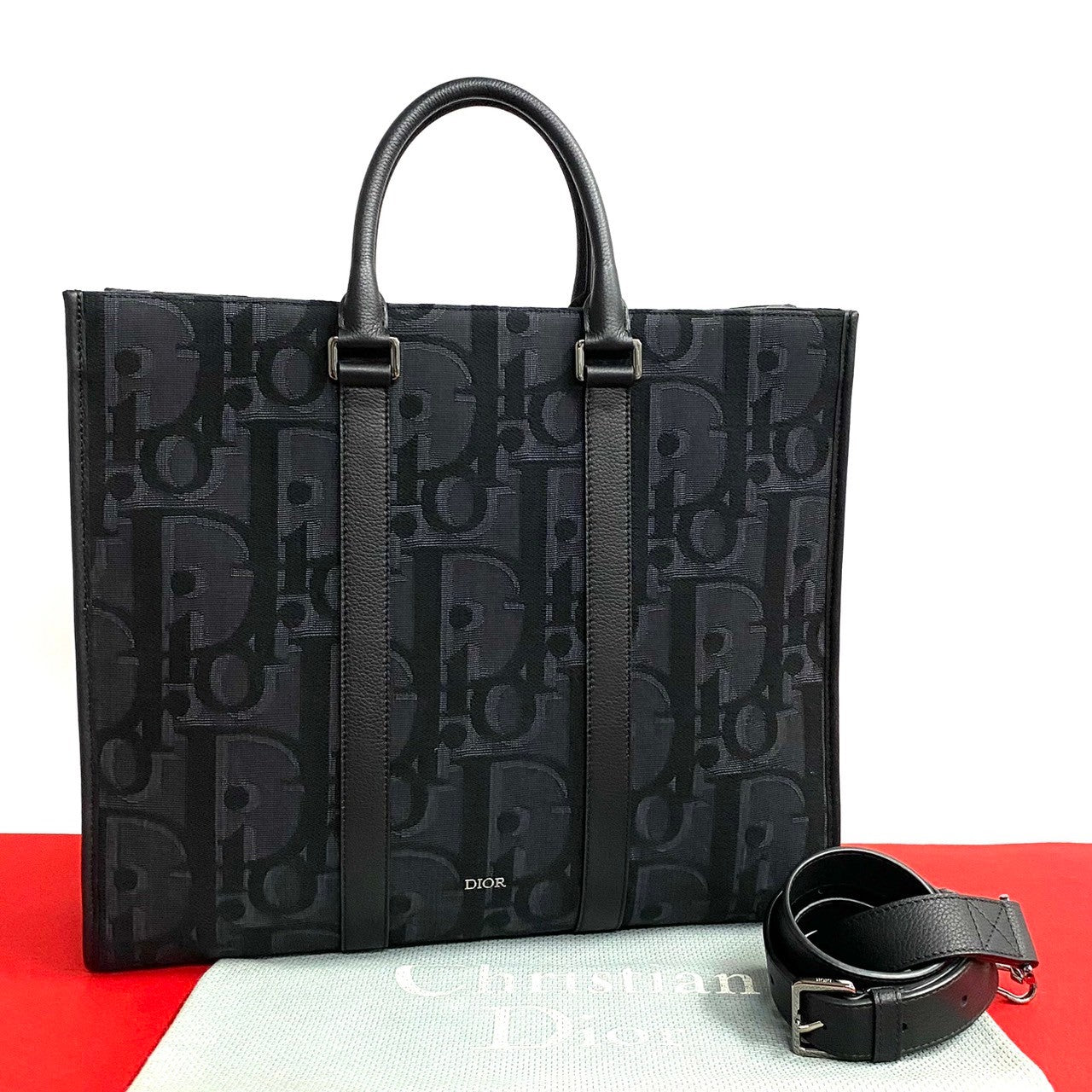Dior Tote Bag , Trotter Pattern East West Leather Canvas