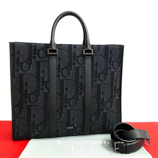 Dior Tote Bag , Trotter Pattern East West Leather Canvas