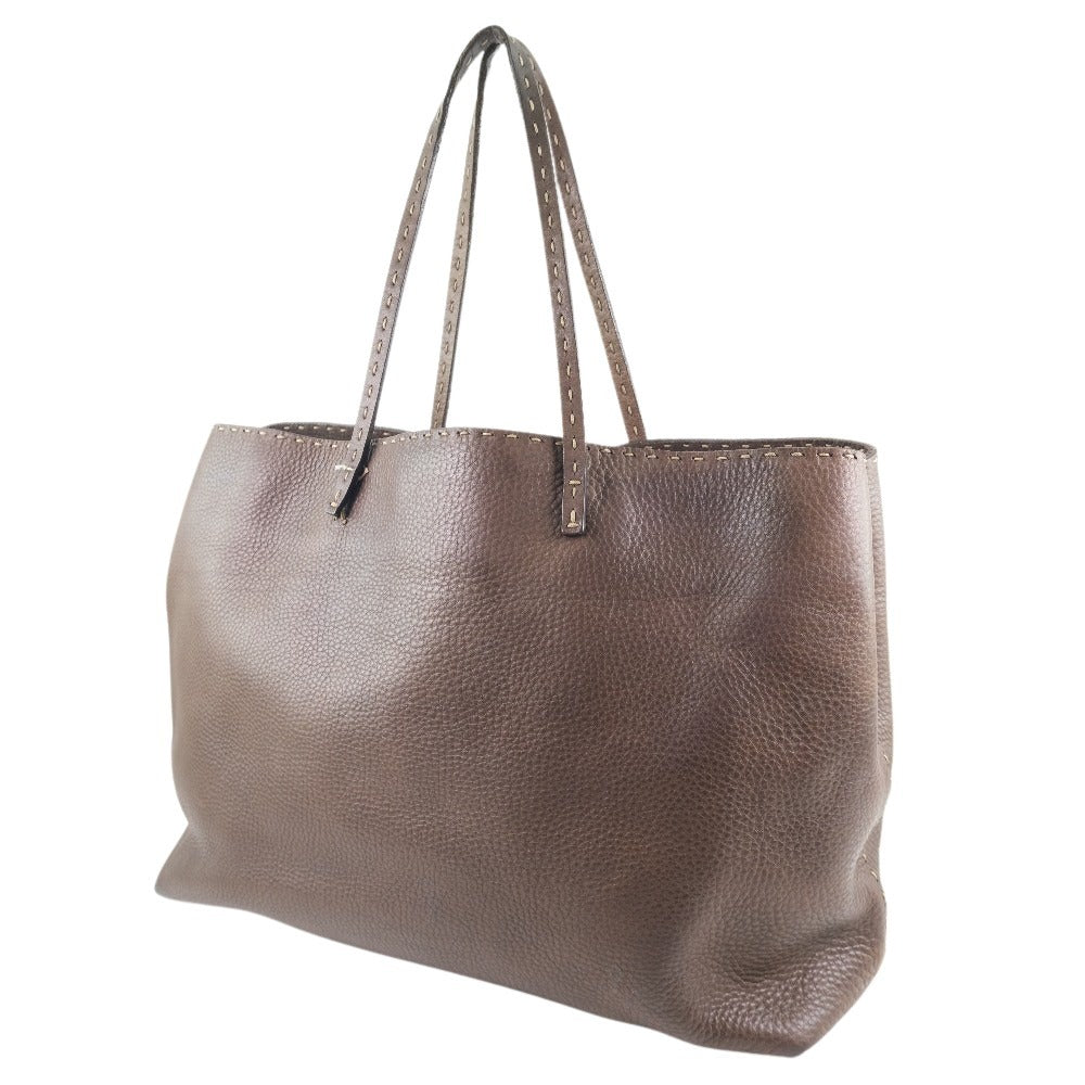 Fendi Tote Bag Calfskin Celeria Unisex Unisex Brown
