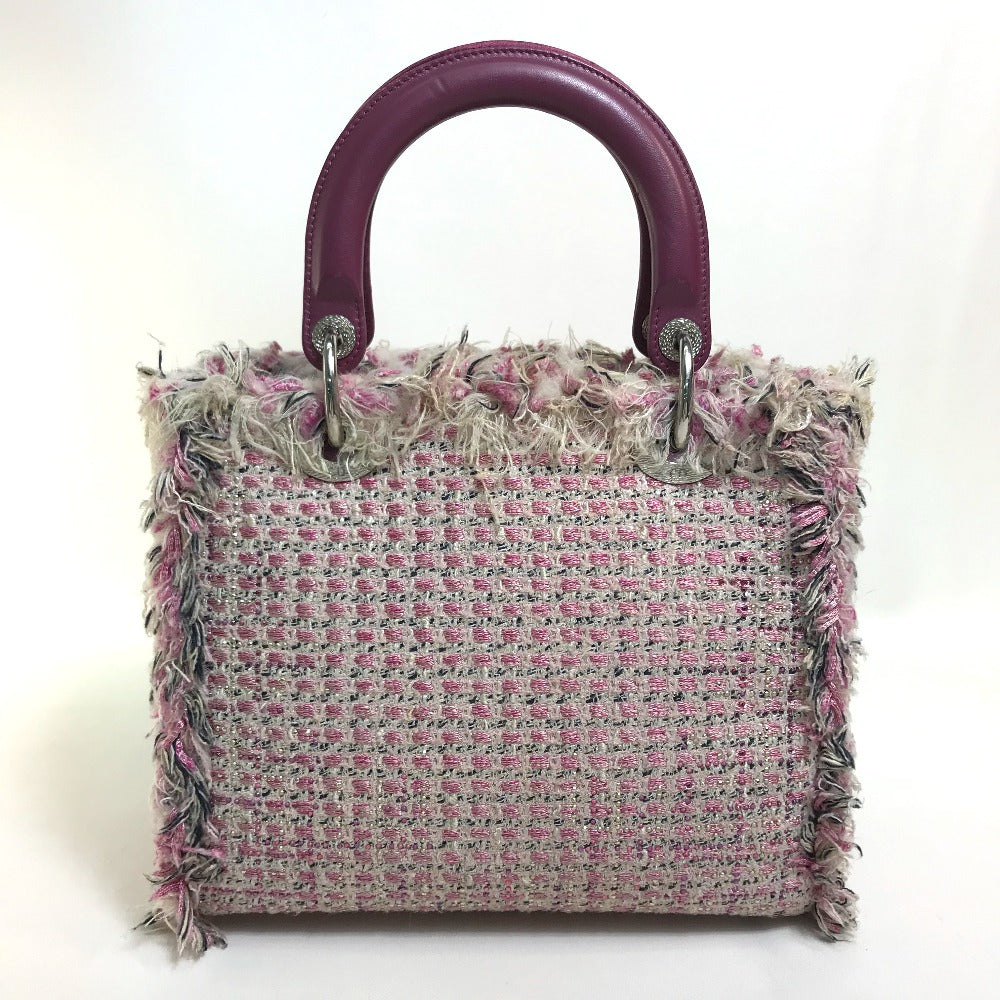 Dior Handbag Tweed X Purple X Ginza Limited White Pink Travel Bag