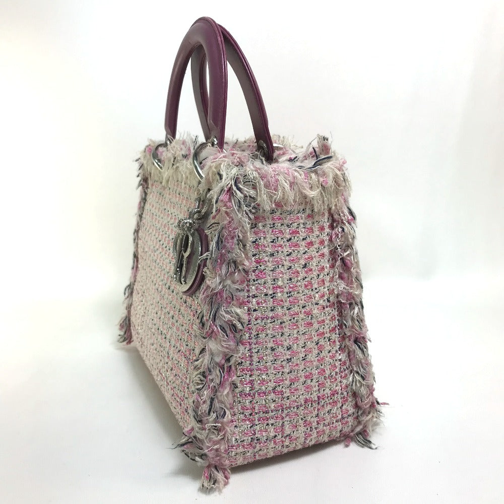 Dior Handbag Tweed X Purple X Ginza Limited White Pink Travel Bag