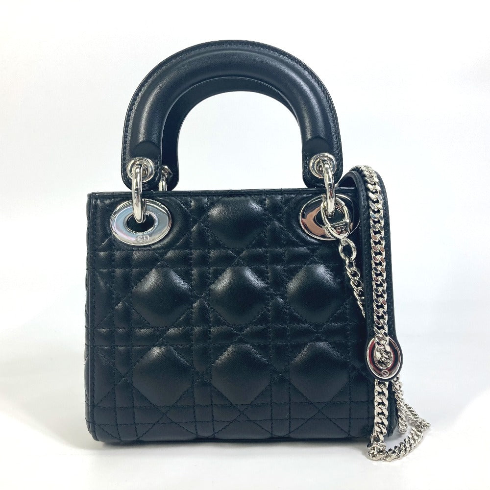 Dior Shoulder Bag Lady Cannage Leather Black