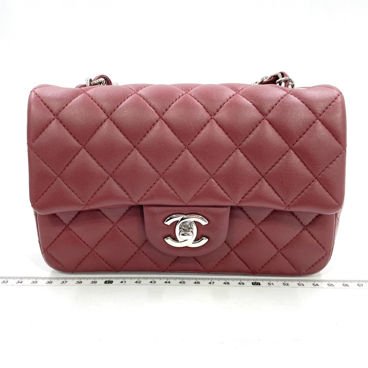 Chanel Classic Flap Rectangular Burgundy Lambskin HW Silver Mini Bag