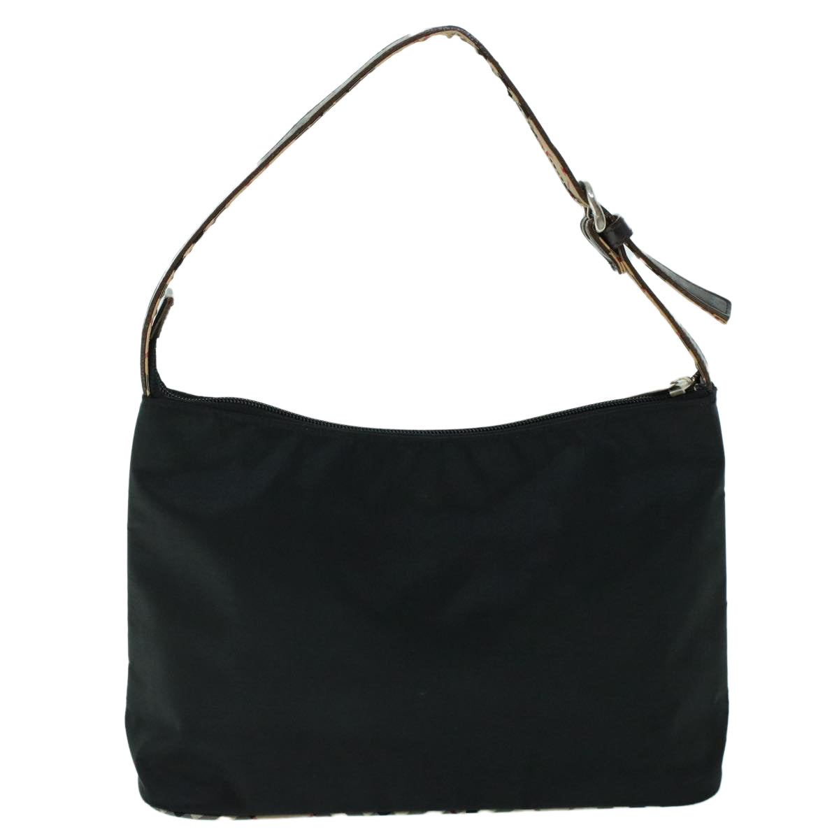 Burberry Luxury Nova Check Shoulder Bag Auth Leather Nylon Black