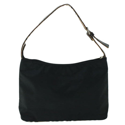Burberry Luxury Nova Check Shoulder Bag Auth Leather Nylon Black