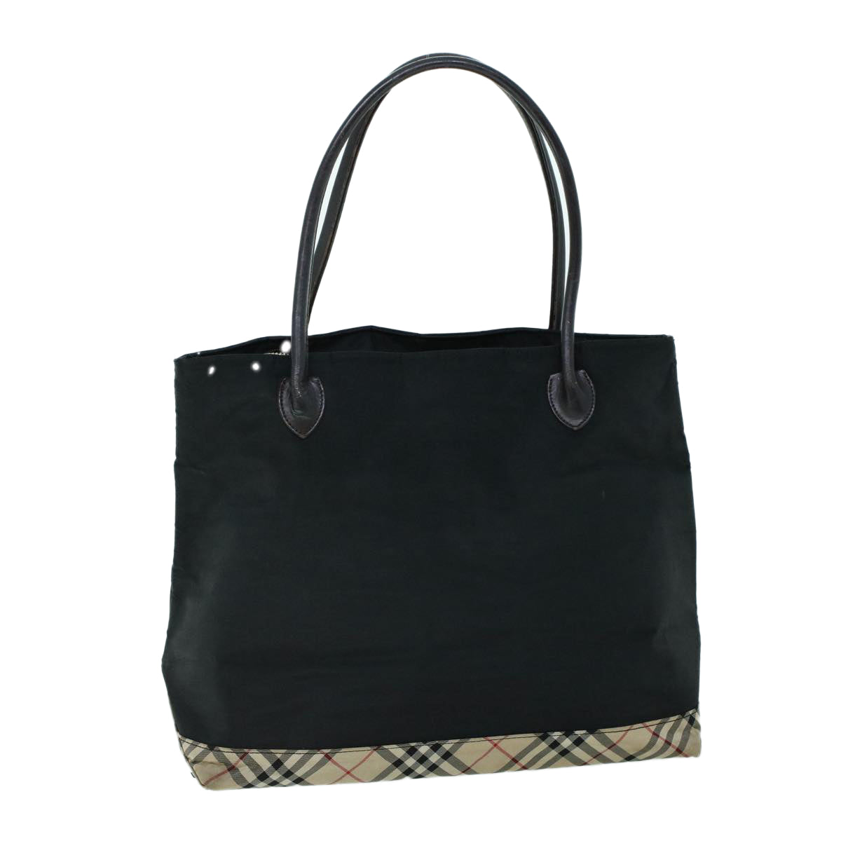 Burberry Luxury Nova Check Shoulder Bag Auth Leather Nylon Black Black Auth 53791