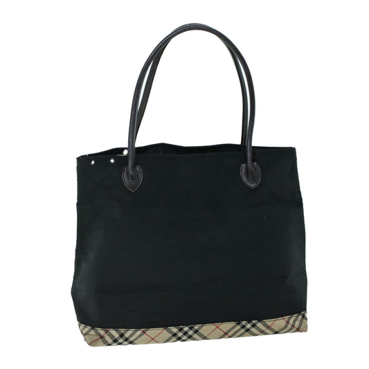 Burberry Luxury Nova Check Shoulder Bag Auth Leather Nylon Black Black Auth 53791