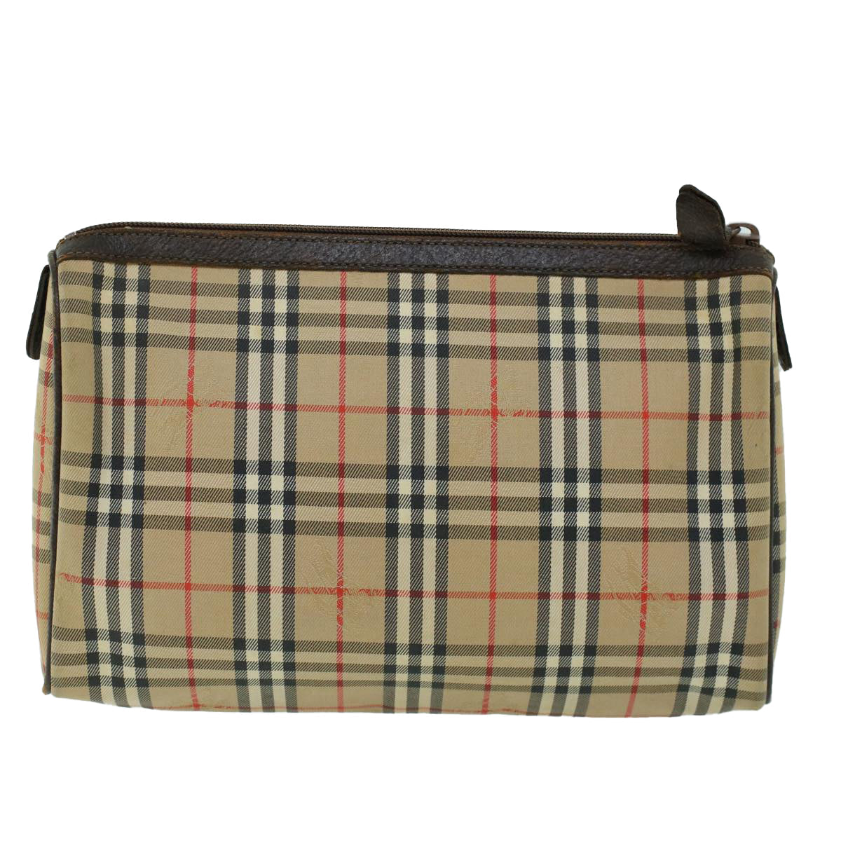 Burberry Luxury ss Nova Check Clutch Bag Auth Leather Canvas Brown Brown Auth 53792