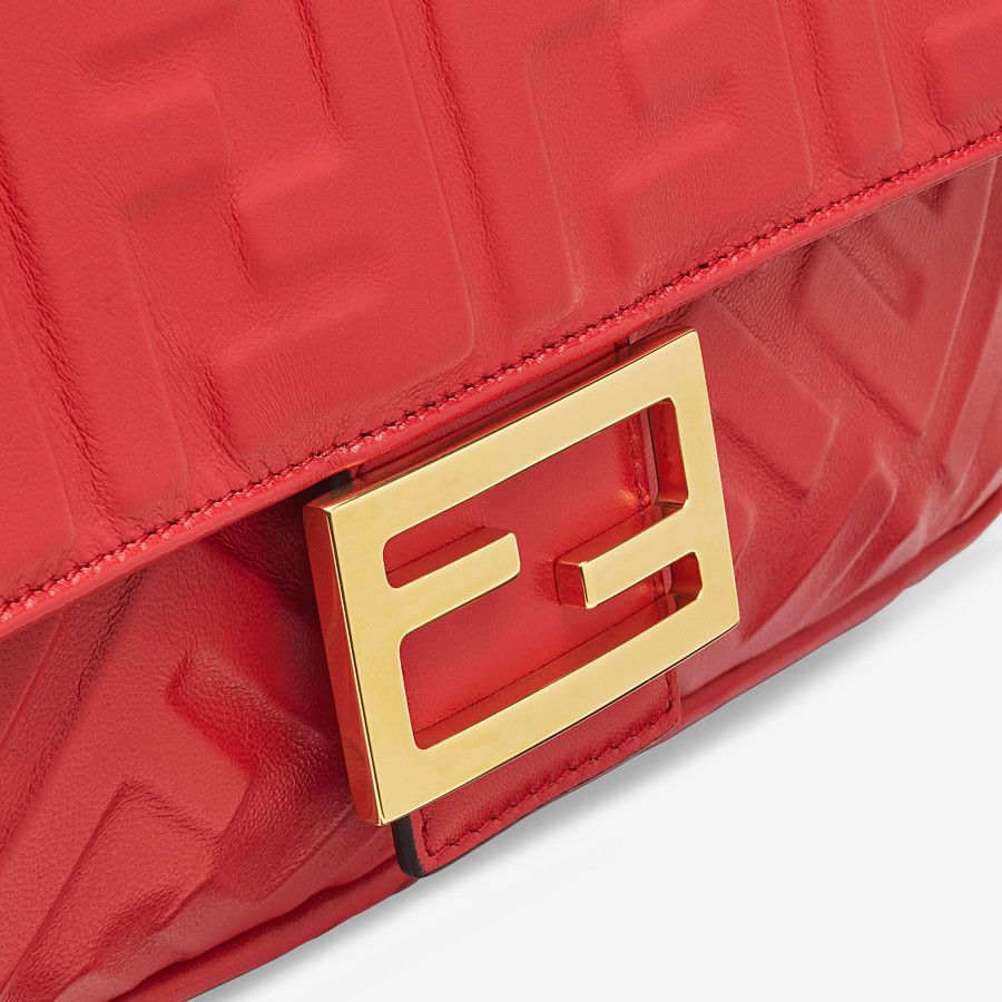 Fendi Baguette Handbag Leather Red Shoulder Bag