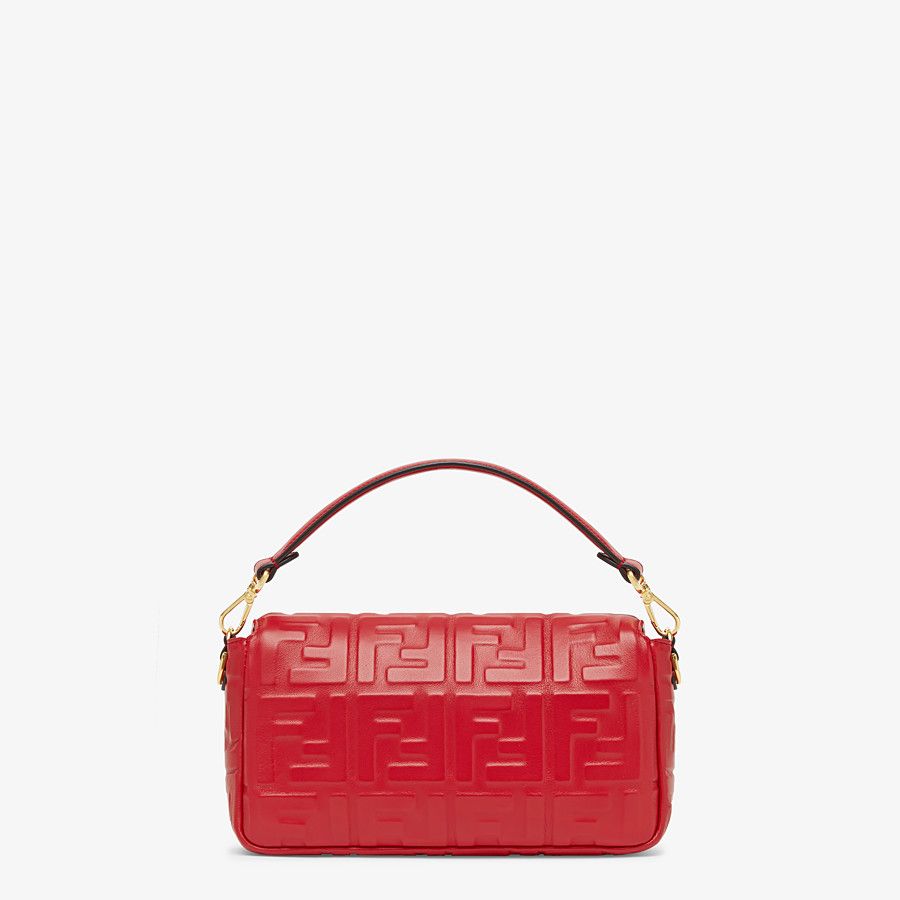 Fendi Baguette Handbag Leather Red Shoulder Bag