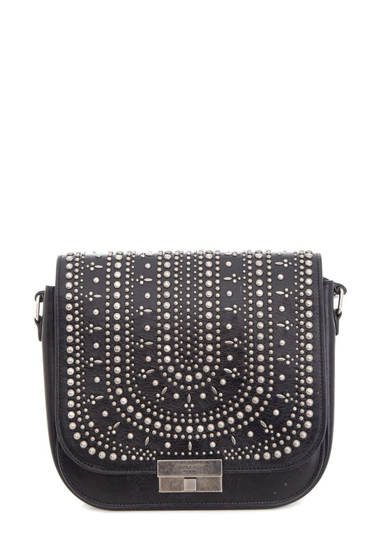 YSL Saint Laurent Amalia & Studded Shiny Calfskin Black Silver Handbag