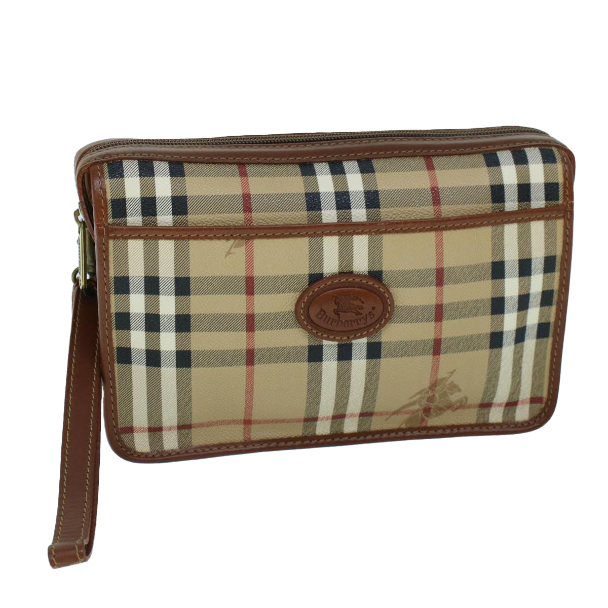 Burberry Luxury ss Nova Check Clutch Bag Pvc Auth Leather Black Beige