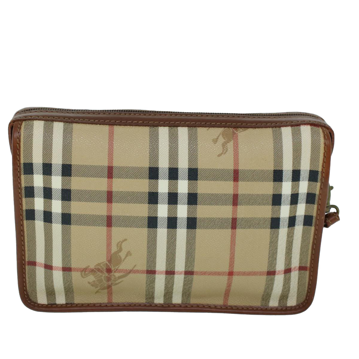 Burberry Luxury ss Nova Check Clutch Bag Pvc Auth Leather Black Beige