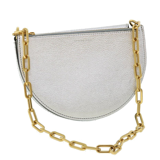 Burberry Luxury Olympia Shoulder Bag Auth Leather Silver Chain
