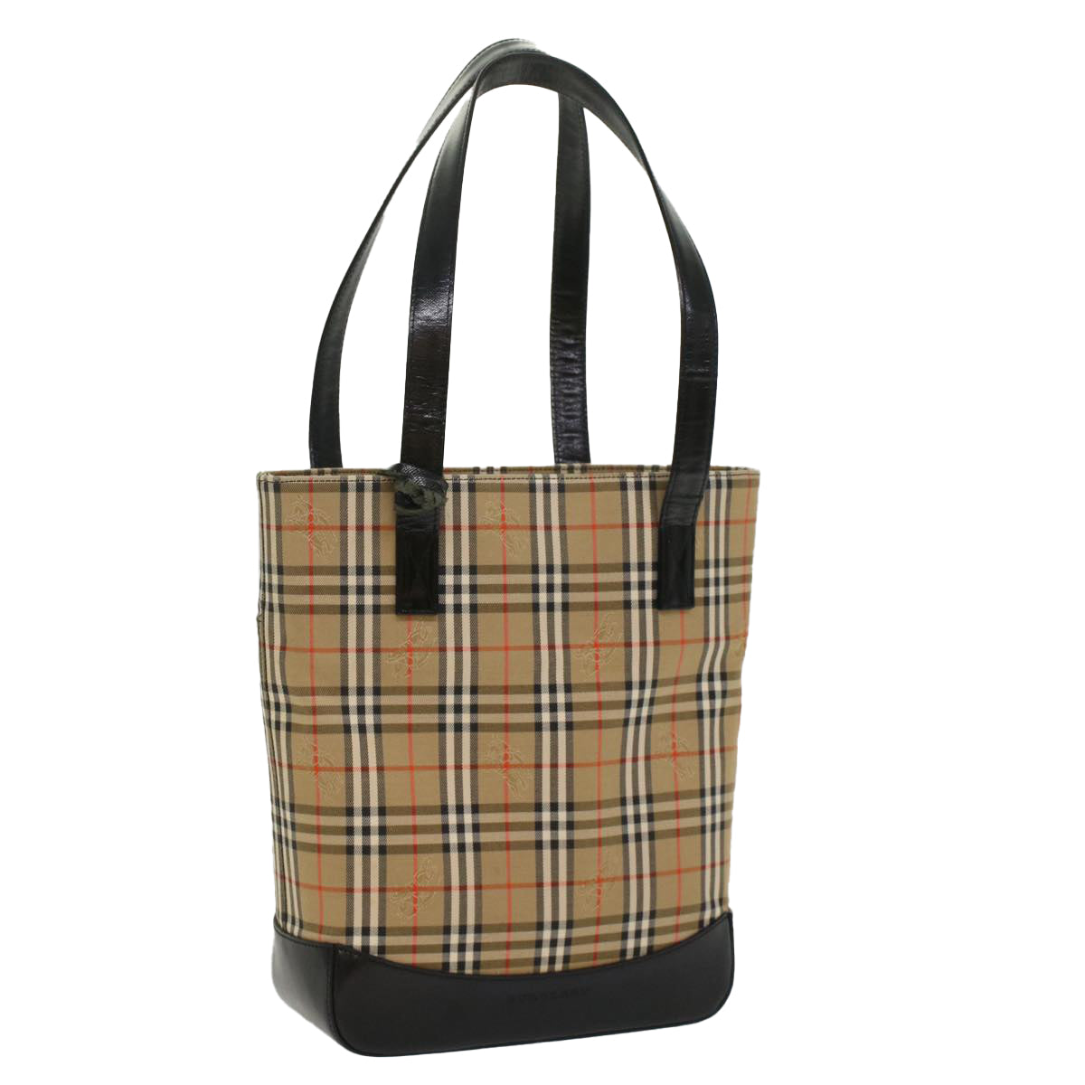 Burberry Luxury Nova Check Shoulder Bag Auth Leather Canvas Black Black Auth 54108