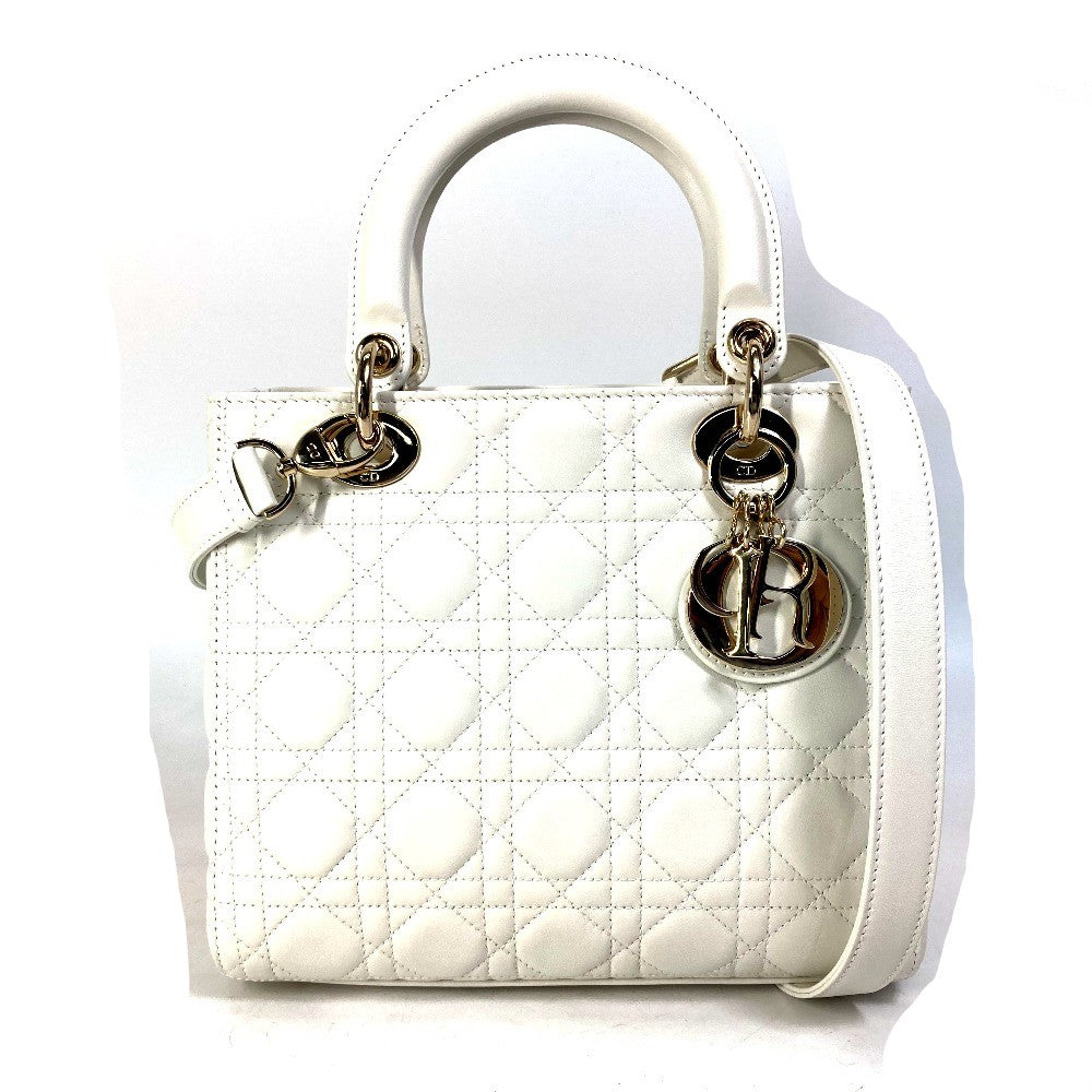 Dior Handbag M Onge M Lambskin Lady Lady White Travel Bag